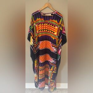 VINTAGE DAVID BROWN‎ CALIFORNIA 70s 80s Bright Geometric Muumuu Kaftan Tunic